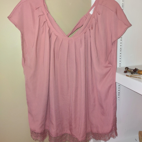 Mauve Pink Slit-Sleeve Blouse - Picture 10 of 13